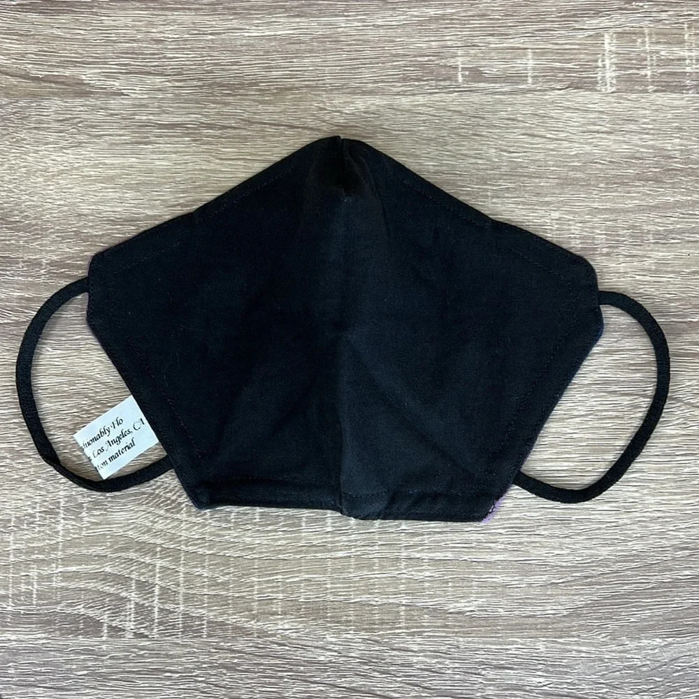 Purple bleach dyed custom 3 layer reversible face mask